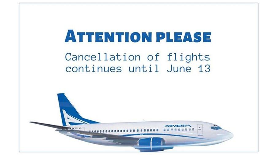 Երևան-Մոսկվա և Երևան-Թբիլիսի կանոնավոր չվերթերը չեղարկվում են մինչև հունիսի 30-ը. «Արմենիա» ավիաընկերություն
