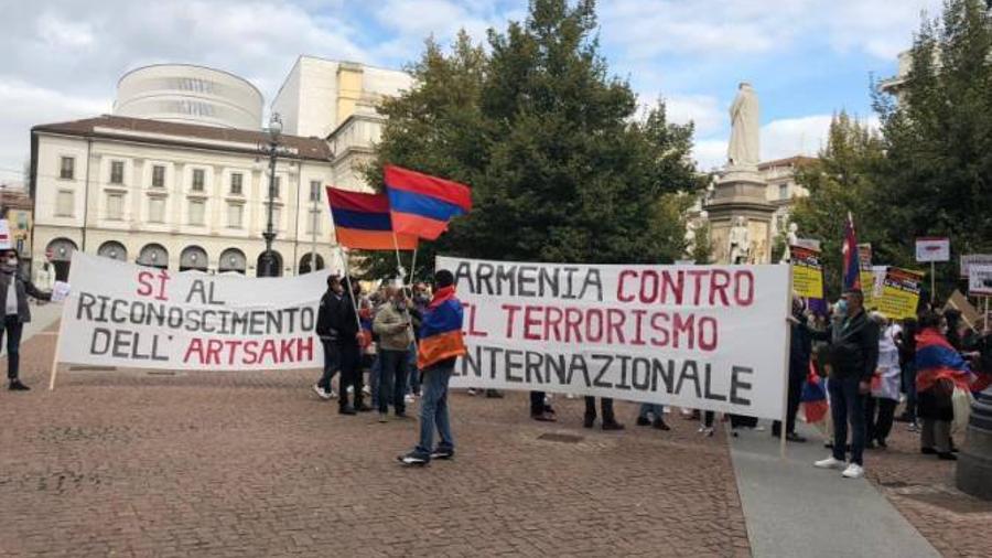 Միլանի հայ համայնքը բողոքի ցույց է անցկացրել ընդդեմ Ադրբեջանի և Թուրքիայի ագրեսիայի |armenpress.am|