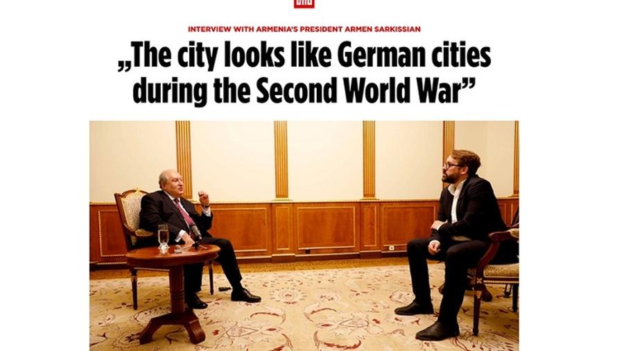 Ստեփանակերտն այսօր նման է Գերմանիայի քաղաքներին Երկրորդ համաշխարհային պատերազմի ժամանակ. նախագահ Արմեն Սարգսյանի հարցազրույցը գերմանական «Բիլդ» պարբերականին