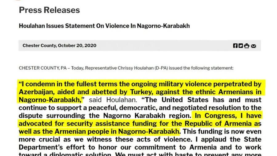 Կոնգրեսական Քրիսսի Հոուլահանը դատապարտել է թուրք-ադրբեջանական ագրեսիան
 |shantnews.am|