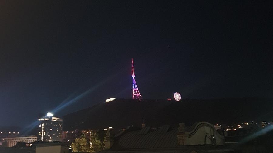  The TV tower in Tbilisi was illuminated with the colors of the Armenian flag