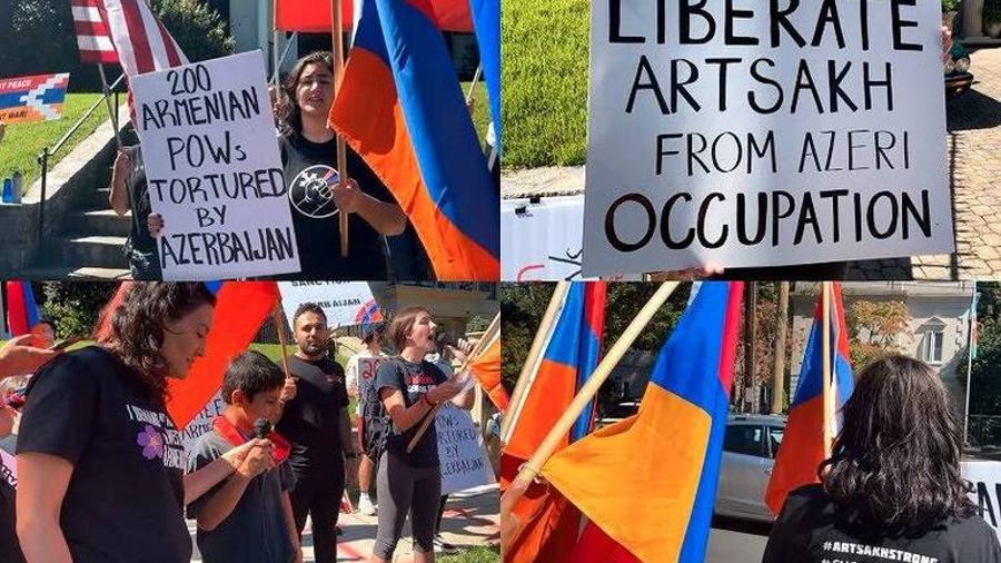 Վաշինգտոնի հայ համայնքը բողոքի ցույց է անում Ադրբեջանի դեսպանատան դիմաց |armtimes.com|