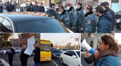 Երևանում 44 րոպեով փակվել են մի շարք փողոցներ. կան բերման ենթարկվածներ |armtimes.com|