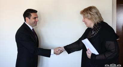 ՀՀ ԱԺ նախագահը հանդիպել է ԵԽ մարդու իրավունքների հանձնակատար Դունյա Միյատովիչին