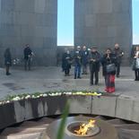 On November 27, the participants of the international forum entitled "Armenia-India: New incentives for millennial relations" visited the Armenian Genocide Memorial. The guests were presented with the stories of the three khachkars placed in the memory of the Armenians who died in the massacres organized by the Azerbaijani government in the cities of Sumgait, Kirovabad (Gandzak), Baku in the last century in Tsitsernakaberd and the stories of the five freedom fighters who were buried in front of Hushapat during the Artsakh war, emphasizing the connection between what happened and the Armenian Genocide.