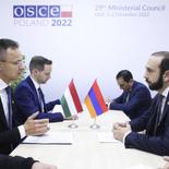 On December 1, the meeting of the Ministers of Foreign Affairs of Armenia and Hungary, Ararat Mirzoyan and Péter Szijjártó took place in Łódź within the framework of the OSCE Ministerial Forum. The ministers exchanged ideas on the current stage of relations between Armenia and Hungary. They reached an agreement to restore full diplomatic relations, expressing their intention to open a new chapter in Armenian-Hungarian relations based on mutual trust and respect for international law.