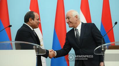 Armenian and Egyptian presidents discuss the South Caucasus, and the strengthening of ties, particularly at the economic and investment level