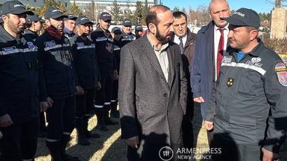 Foreign Minister Ararat Mirzoyan visits the Armenian search-and-rescue team in Adiyaman, southeastern Turkey