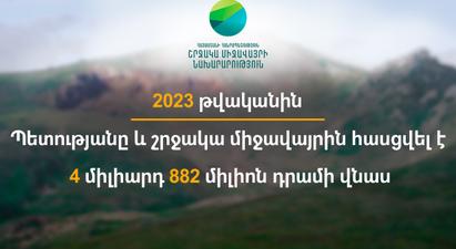 2023 թ. պետությանը և շրջակա միջավայրին հասցվել է 4 միլիարդ 882 միլիոն դրամի վնաս. ԲԸՏՄ
